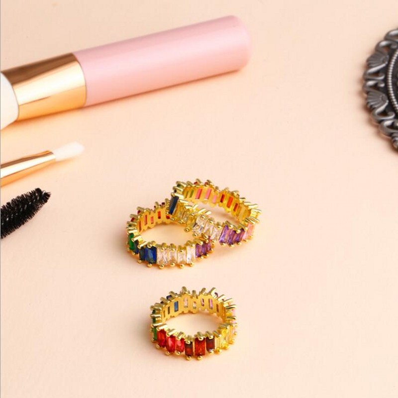 2024 Gold Princess Cut Topaz CZ Ring 1b9e