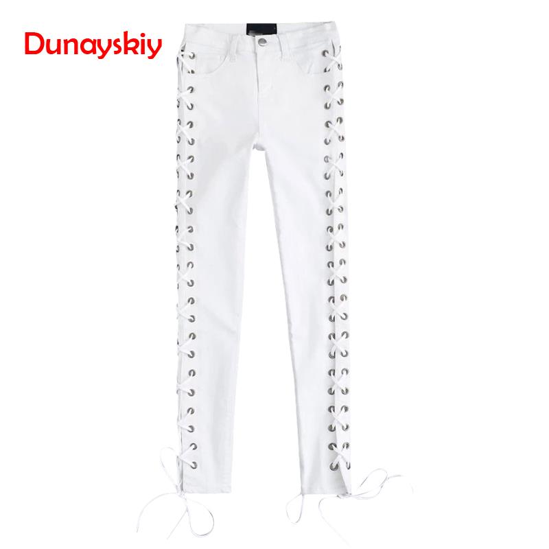 2019 New Fashion Women Spring Summer Western Street Style Jean Pants Sexy Two Sides Hollow Out Cross Strap Lace-up Ladies Jeans, White
2019 New Fashion Women Spring Summer Western Street Style Jean Pants Sexy Two Sides Hollow Out Cross Strap Lace-up Ladies Jeans, White