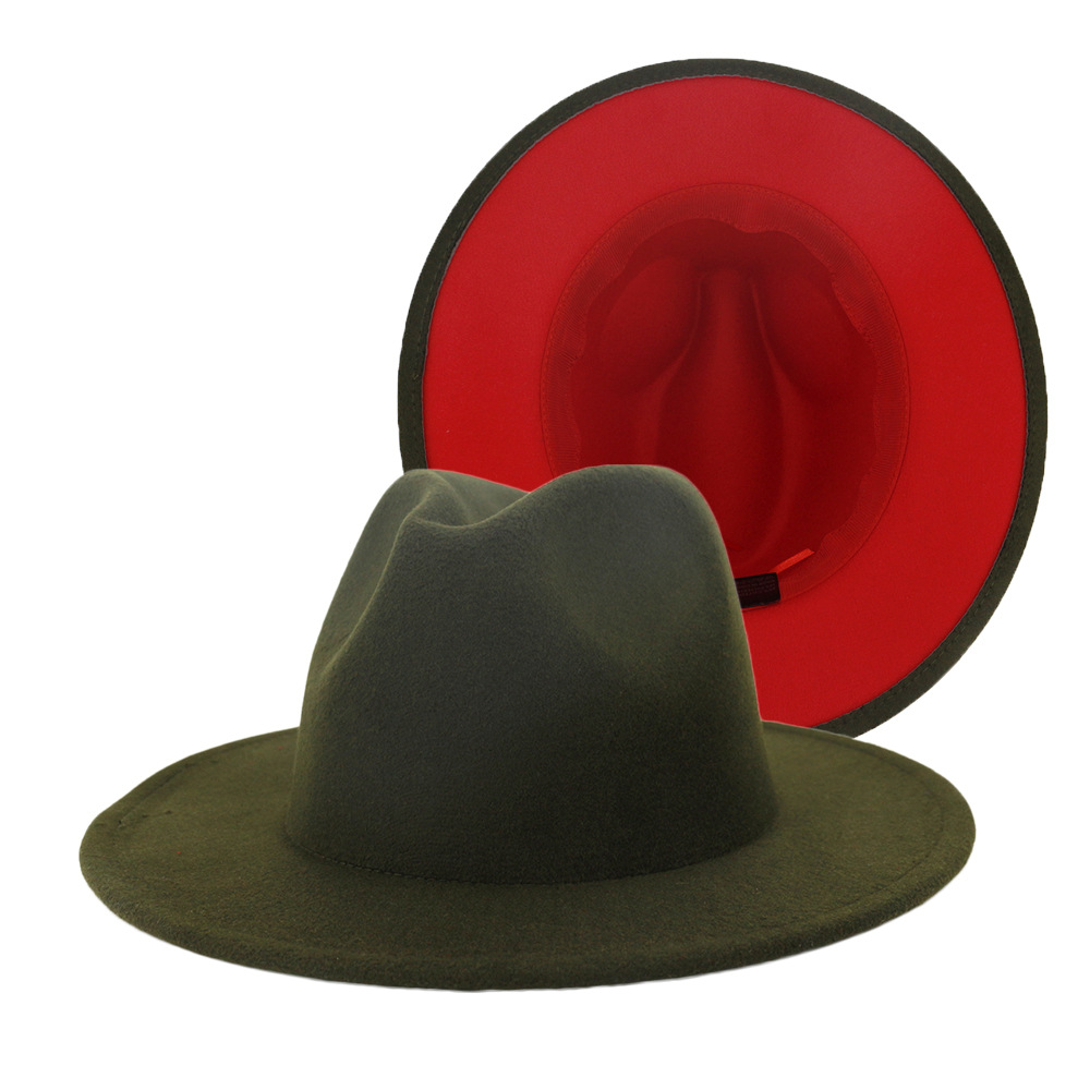 New Outer Army Green Inner Red Patchwork Wool Blend Vintage Men Women Fedora Hats Trilby Floppy Jazz Belt Buckle Felt Sun Hat, Army green and red
New Outer Army Green Inner Red Patchwork Wool Blend Vintage Men Women Fedora Hats Trilby Floppy Jazz Belt Buckle Felt Sun Hat, Army green and red