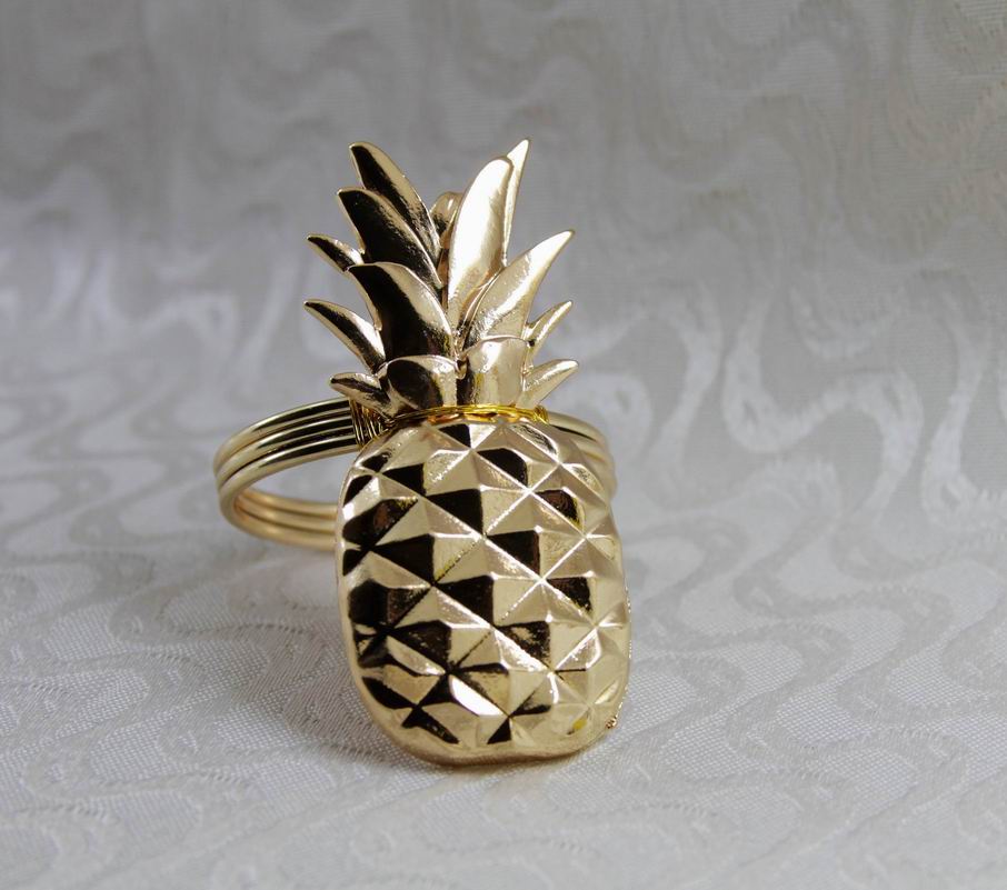 metal napkin ring pineapple shape napkin holder for wedding decoration gold silver 24 pcs free shipping