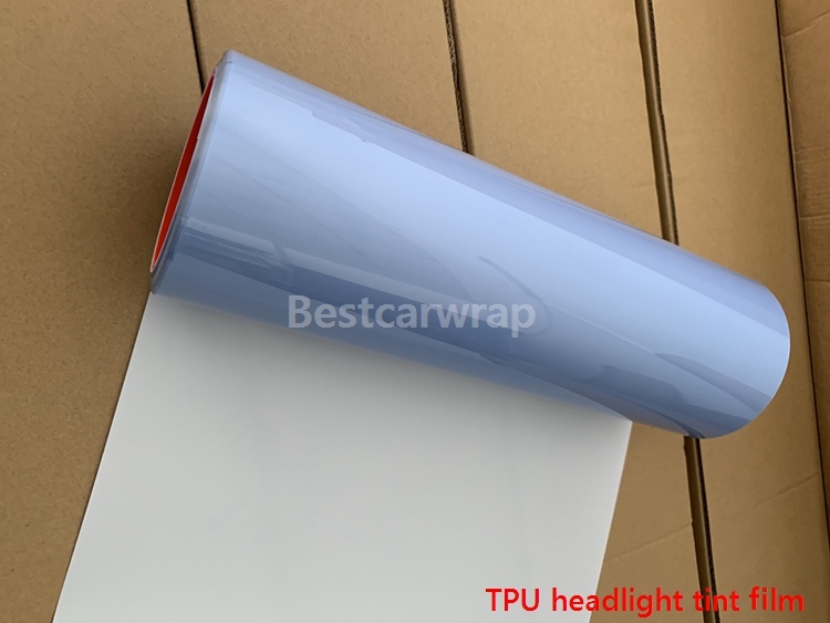 TPU Self healing Headlights Tinting Headlamp Tint film Light black smoke /1x32ft Roll ( 0.3x10meter clear and blue color size 0.3x10m Roll (