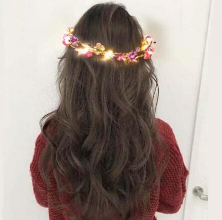 Colorful Christmas Party Glowing Wreath Halloween Crown Flower Headband Women Girls LED Light Up Hair Wreath Hairband Garlands