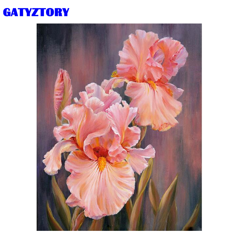 

GATYZTORY Frameless Red Flowers DIY Painting By Numbers Kits Acrylic Paint On Canvas Handpainted Oil Painting For Home Decors
