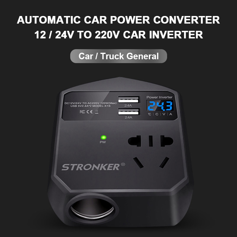 120W Car Inverter DC12V/24V to 220V Auto Power Inverter Converter Adapter Voltage Converter For Car Phone Charger Accessories
120W Car Inverter DC12V/24V to 220V Auto Power Inverter Converter Adapter Voltage Converter For Car Phone Charger Accessories