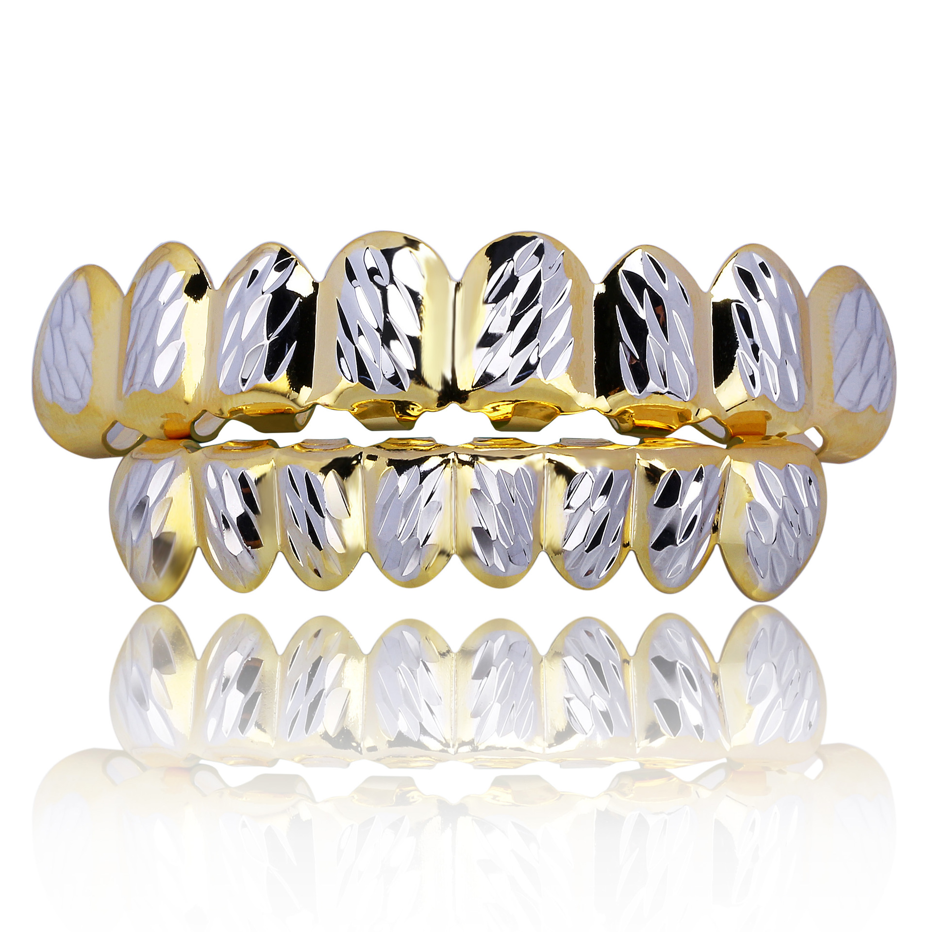 Hiphop Grillz Jewelry Coloured Flower Two Color 8 Teeth with Dental Grills rock style