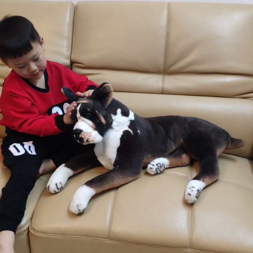 Dorimytrader pop realistic animal Boxer dog plush Toy big stuffed simulation dogs doll gift for children 31inch 80cm DY61895