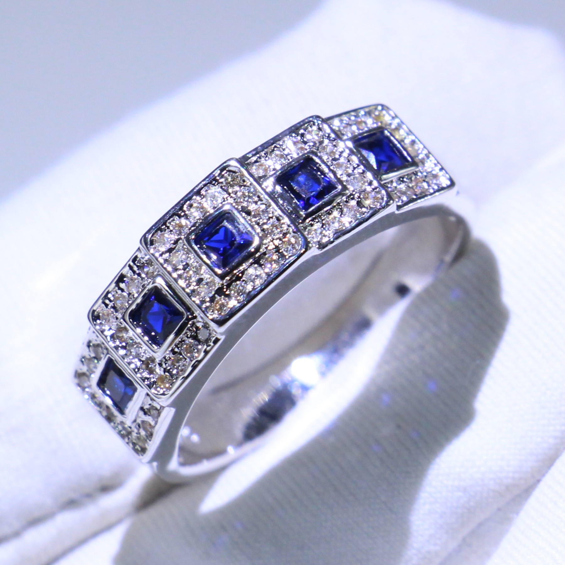 Choucong 2019 New Arrival Hot Sale Vintage Jewelry 925 Sterling Silver Blue Sapphire CZ Diamond Wedding Engagement Band Ring for Women Gift