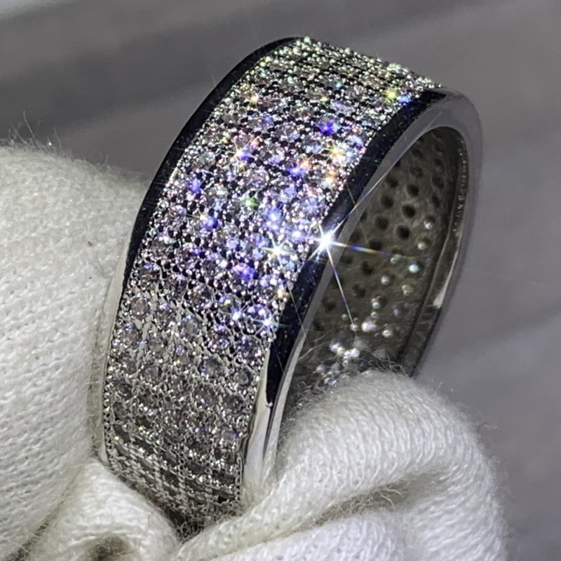 2024 New White Gold Band Ring: Pave CZ Dia Wedding Jewelry 6239