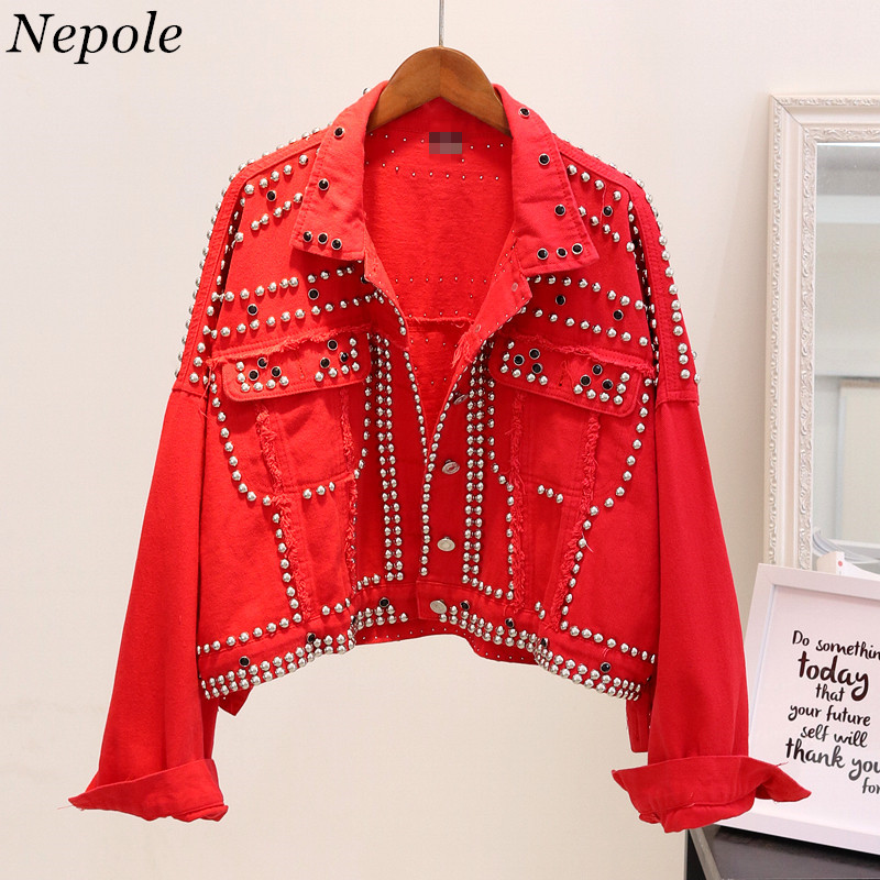 Neploe Rivet Pockets Women Denim Jacket Single Breasted Tassel Fake Diamonds Coat 2019 Spring Autumn Cool Fashion Outwear 69335, Black
Neploe Rivet Pockets Women Denim Jacket Single Breasted Tassel Fake Diamonds Coat 2019 Spring Autumn Cool Fashion Outwear 69335, Black