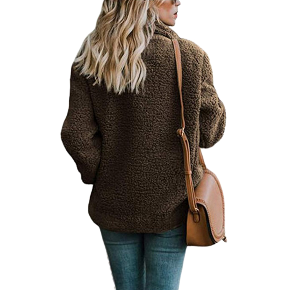 Women's Lapel Jackets Winter Women Wool Blend Cardigans Overcoat Warm Jumper Fleece Faux Fur Plush Coat Hoodie Plus size