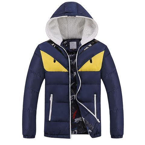 Thick Bomber Jackets Men Fashion Stand Collar Slim Fit Winter Parka Mens Casual Patchwork Cotton Padded Hooded Parkas Coat T200102