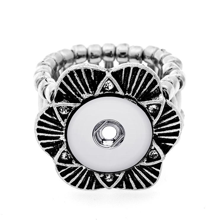 12MM Fashion Chunk Snap Button Rings Noosa Metal crystal Interchangeabale Ginger Snaps Adjustable Elastic Rings For women Men DIY Jewelry