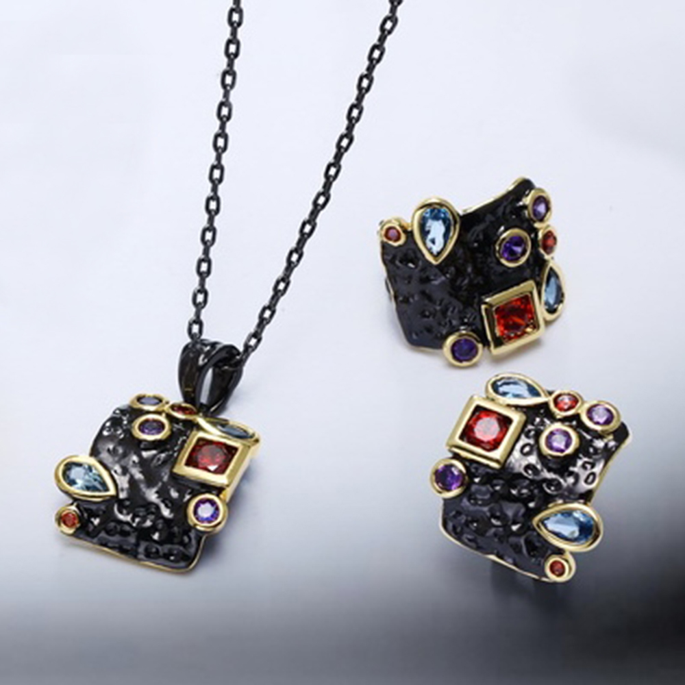 Colorful Square Necklace Earrings Jewellery Set Stud Earrings Suspension Multi Zirconia 2pcs Jewelry Sets for Women, Black
Colorful Square Necklace Earrings Jewellery Set Stud Earrings Suspension Multi Zirconia 2pcs Jewelry Sets for Women, Black