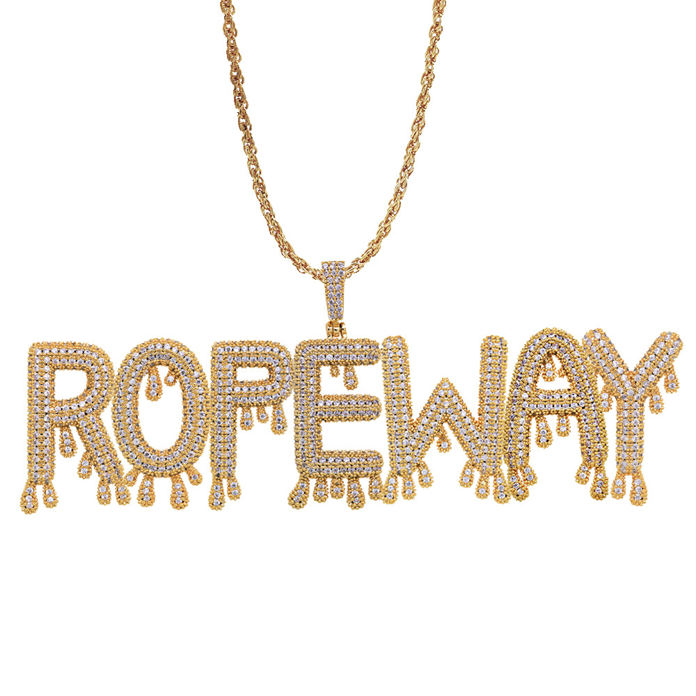 New Personalized Diamond Bubble Initial Letter Custom Name Pendant Necklace Iced Out CZ 18K Gold Plated Hiphop DIY Jewelry for Men and Women