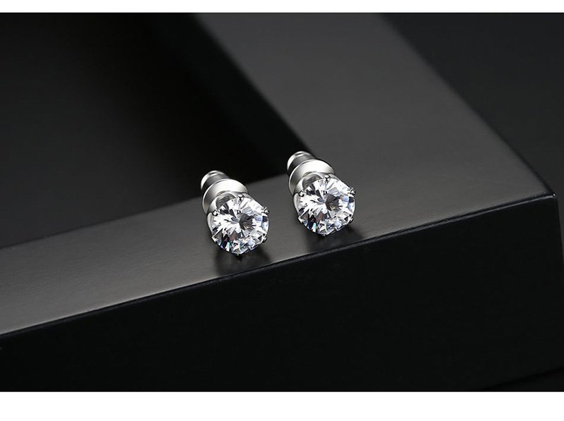 5mm Single Diamond Stone S925 Sterling Needle Stud Earrings Platinum Plated Earrings Jewelry Wholesale