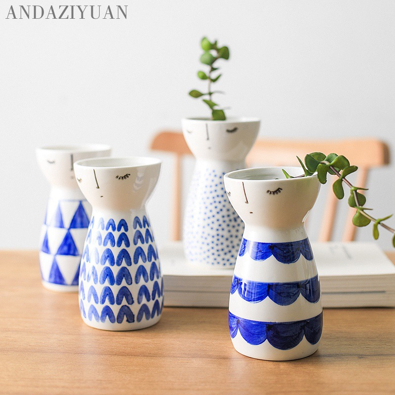 girl Vase Ceramic Home Decor Flower Pots Planters Porcelain Flower Vase Home Decor