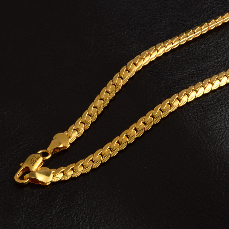 20inch Luxury Fashion Figaro Link Chain Necklace Women Mens Jewelry 18K Real Gold Plated Hiphop Chain Necklaces whole
