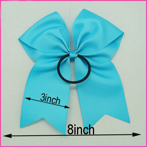 8 Inch Large Plain Solid Cheerleading Ribbon Bows Grosgrain Cheer Bows Tie With Elastic Band Girls Rubber Hair Band Hair Accessories M1116