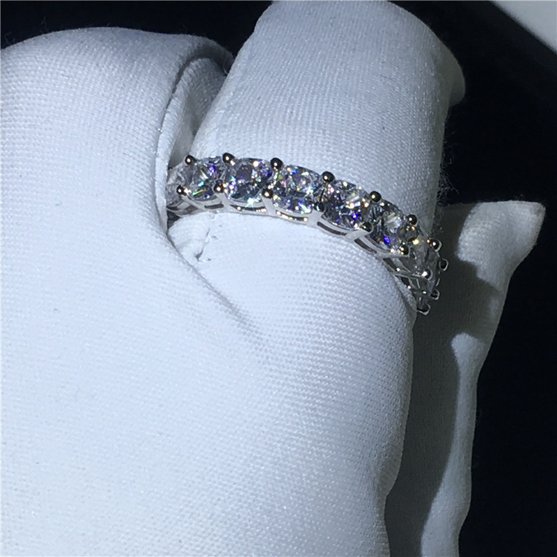 Eternity Promise ring 925 Sterling silver Cushion cut Diamond Stone Engagement wedding band ring for women Men Party jewelry