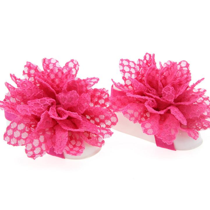 Baby Sandals Flower Shoes Cover Barefoot Foot Lace Flower Ties Infant Girl Kids First Walker Shoes Photography Props 13 Colors 14601
