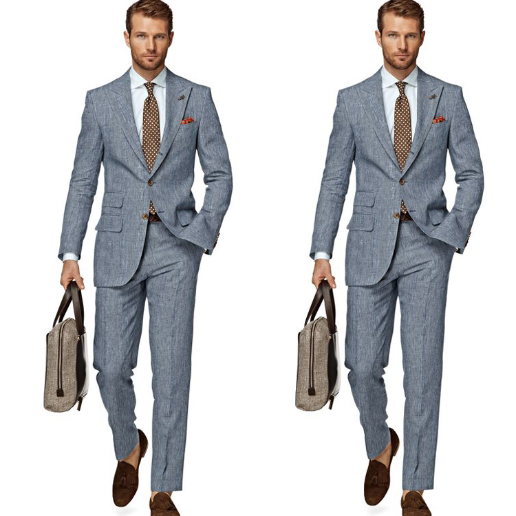 2019 Custom Made Wedding Tuxedos Two Button Peaked Lapel Groom Wear Formal Handsome Men Blazer Suits(Jacket+Pants)