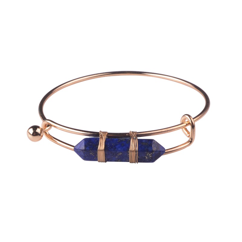 Metal artificial hexagonal stone copper bracelet adjustable geometric bracelet ladies gift