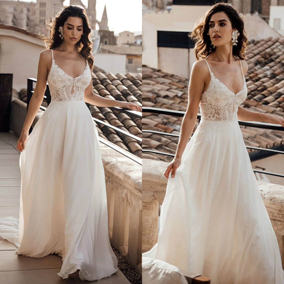 2020 Lace Spaghetti Straps Wedding Dress Simple V Neck Empire Waist Bride Gown Floor Length Casamento Chiffon Abito Da Sposa, Khaki
2020 Lace Spaghetti Straps Wedding Dress Simple V Neck Empire Waist Bride Gown Floor Length Casamento Chiffon Abito Da Sposa, Khaki