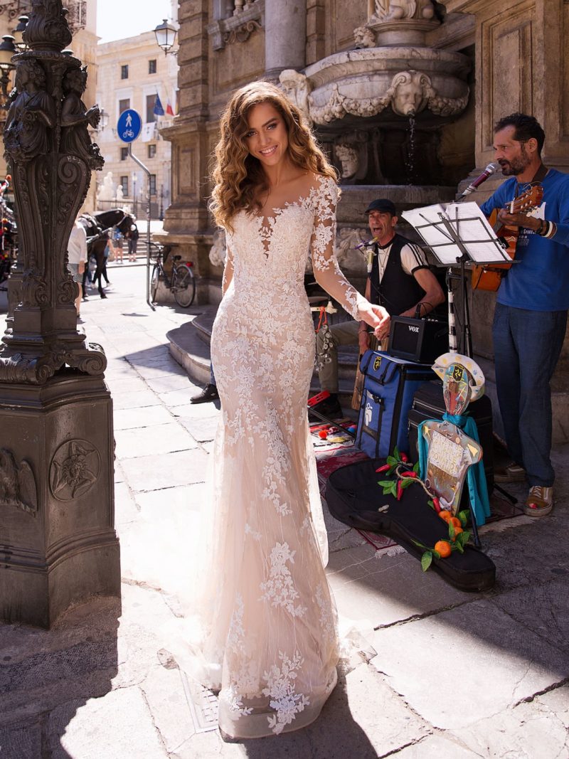 lussanobridal mermaid wedding dresses v neck illusion bridal gown covered button back long sleeves boho wedding dress custom