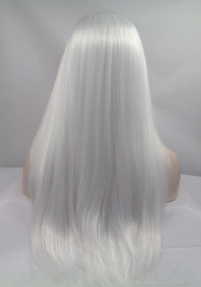 Heat Resistant Hair White color Synthetic Lace Front Wig For Women 180density full Long Silky straight Lace Wig for black women