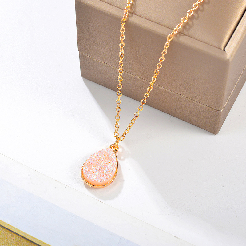 Ms. Simple Droplet Pendant Crystal Fashion Stainless Steel Valentine's Day Birthday Easter Gift Necklace