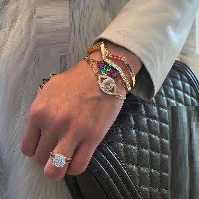 wave band cuff bangle bracelet fashion luxury bezel baguette cubic zirconia sparking bling high quality fashion women jewelry