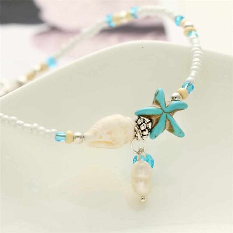 Boho freshwater pearl charm anklets women barefoot sandals beads ankle bracelet summer beach starfish beaded ankle bracelets foot jewelry GB