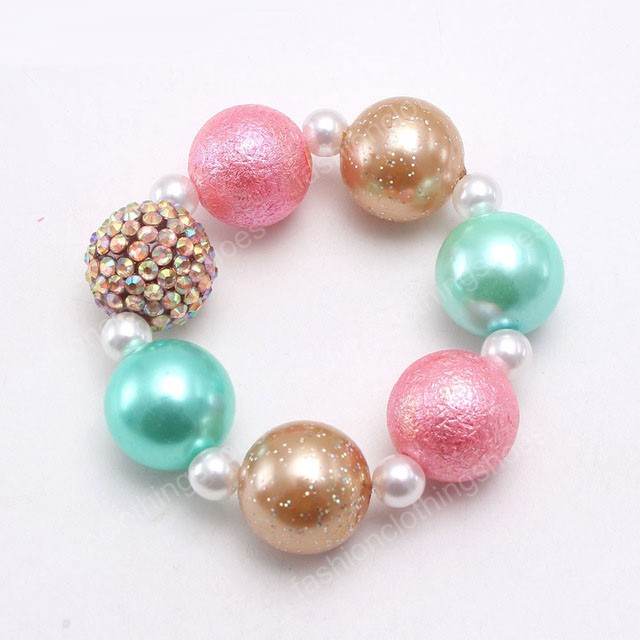 Cute baby girls diy chunky beaded bracelets for kids party jewelry princess colors bubblegum beads bracelets bangles
