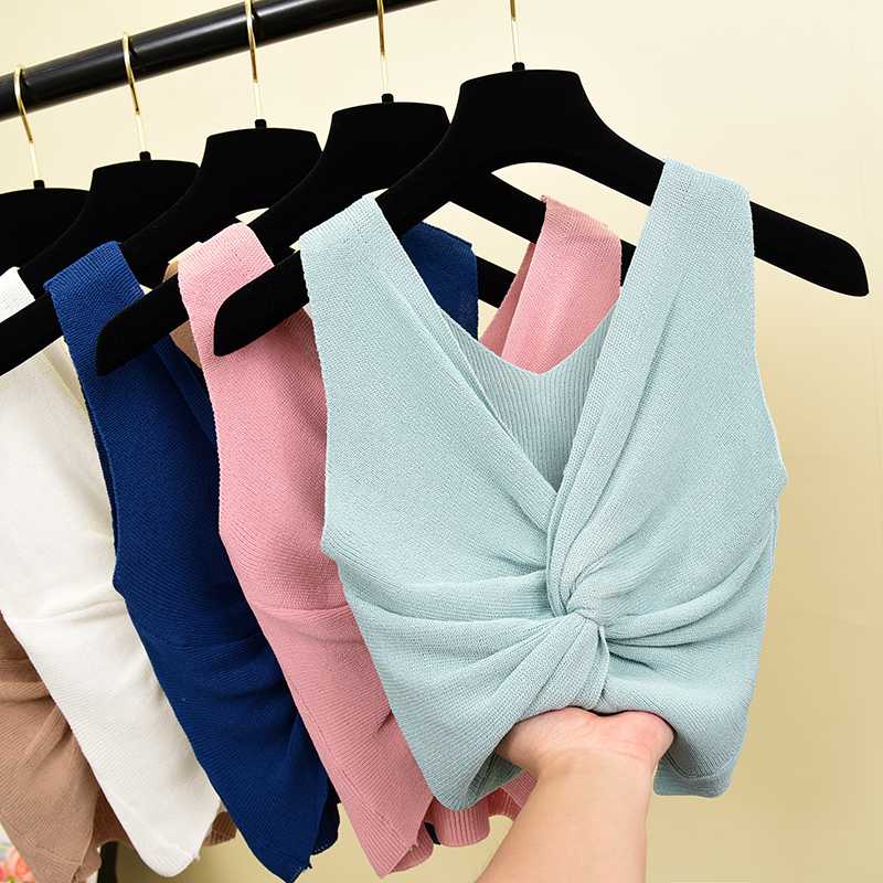 2020 New Women Crop Sweater Summer Sexy V-neck Criss-cross Sexy & Club Party Pullover Knit Laides Sleeveless Solid Pull Tops
2020 New Women Crop Sweater Summer Sexy V-neck Criss-cross Sexy & Club Party Pullover Knit Laides Sleeveless Solid Pull Tops