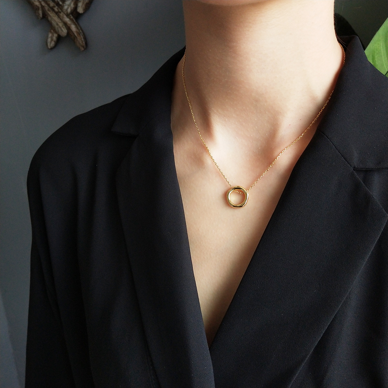 New Fashion Irregular Necklaces Fashion Wedding Band 925 Sterling Silver Geometric Hollow Circle Pendant Necklace For Women