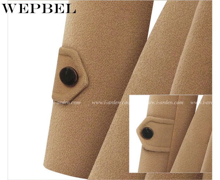 WEPBEL Womens Vintage Woolen Coat Double Buckle Trench Coats Lady Fur Collar Peacoat Winter Coat Jackets Outwear Plus Size 5XL