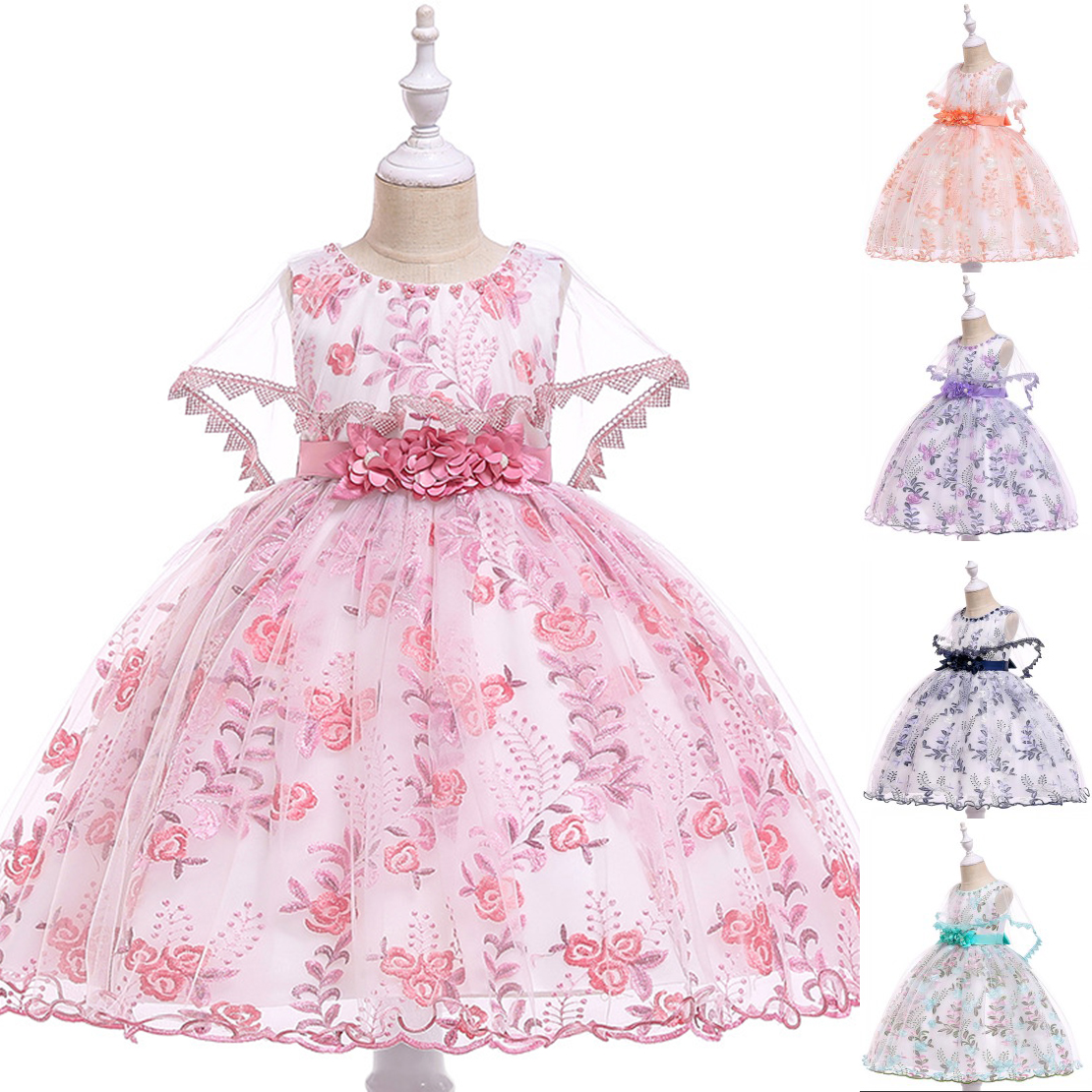 Embroidery Lace Flower Girl Dress Princess Birthday Formal Party Ball Gown Children Kids Clothes, Red;yellow
Embroidery Lace Flower Girl Dress Princess Birthday Formal Party Ball Gown Children Kids Clothes, Red;yellow