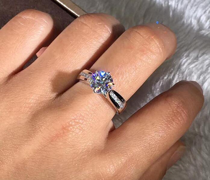 Classical Six Claw Fashion Jewelry 925 Sterling Silver&Rose Gold Fill High Quality Diamond Eternity Women Wedding Engagement Band Ring Gift