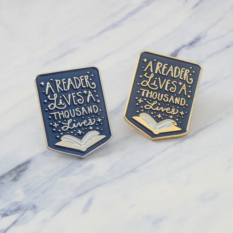 Book enamel pin Quote A reader lives a thousand lives Brooch Badge Lapel pin Denim Clothes Jeans Bags Gift for Booklover Kid friend
Book enamel pin Quote A reader lives a thousand lives Brooch Badge Lapel pin Denim Clothes Jeans Bags Gift for Booklover Kid friend
