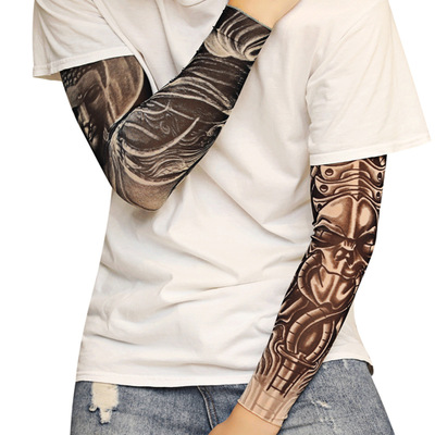 Cheapest Tattoo stretch arm sleeve for men women Outdoor Sport Riding sleeves sunscreen UV protection Elbow armband fashion hip-hop sleeves