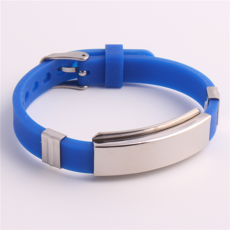 Wholesale- Sport Bracelet for Men Women Stainless Steel Medical Alert ID Tag Wristband Bangles Friendship Gift