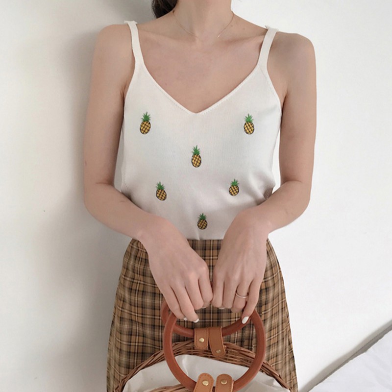 Women SWEET Slim Knitting Embroidery Fruits Hollow Out Camisole Tops Female Tanks Tops Sleeveless Solid VEST PREPPY STYLE, White
Women SWEET Slim Knitting Embroidery Fruits Hollow Out Camisole Tops Female Tanks Tops Sleeveless Solid VEST PREPPY STYLE, White