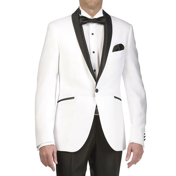 One Piece White And Black Wedding Tuxedos One Button Shawl Lapel Groom Jackets Best Man Suits Custom Made