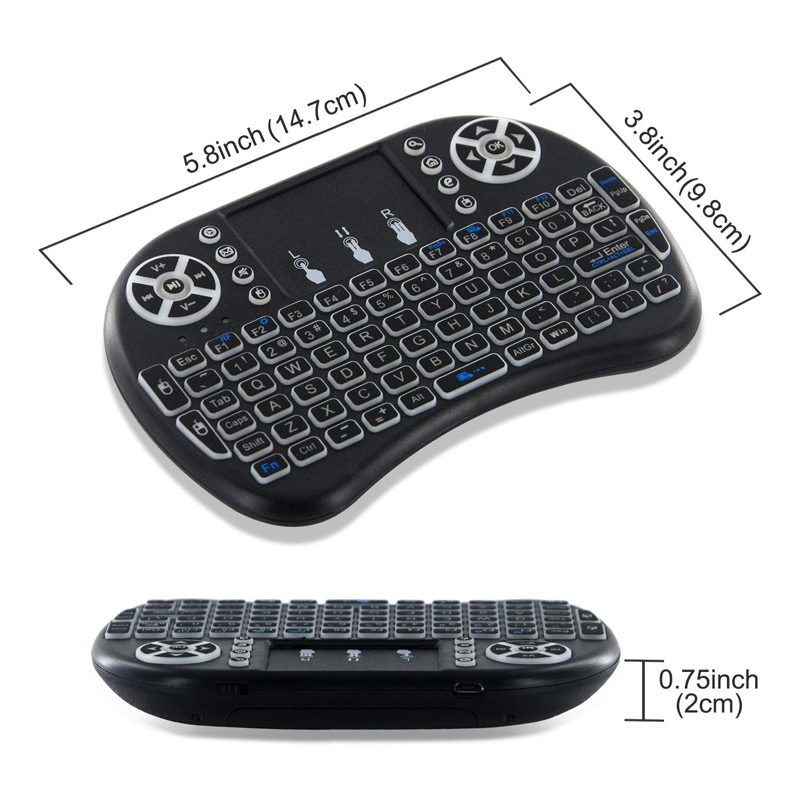 2.4G I8 Mini Keyboard Wireless Keyboard Backlit Air Mouse English Remote Control Touchpad for Smart Android TV Box Notebook Tablet Pc