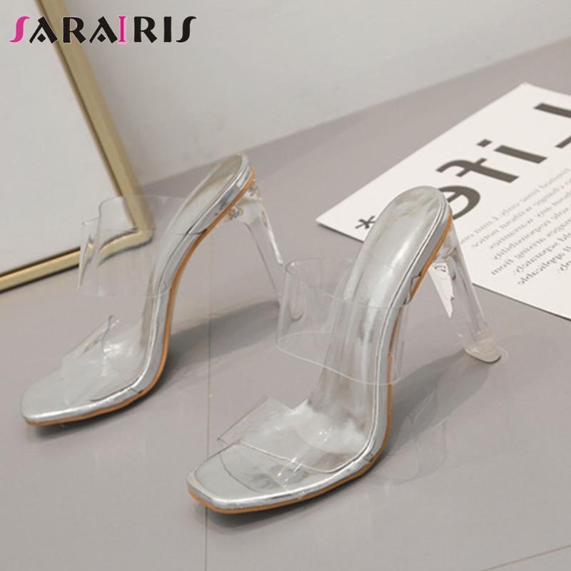 SARAIRIS 2020 Trendy Colorful Transparent PVC Slippers Cool High Clear Heels Slides Women Street Fashion Summer Shoes Woman, Green
SARAIRIS 2020 Trendy Colorful Transparent PVC Slippers Cool High Clear Heels Slides Women Street Fashion Summer Shoes Woman, Green