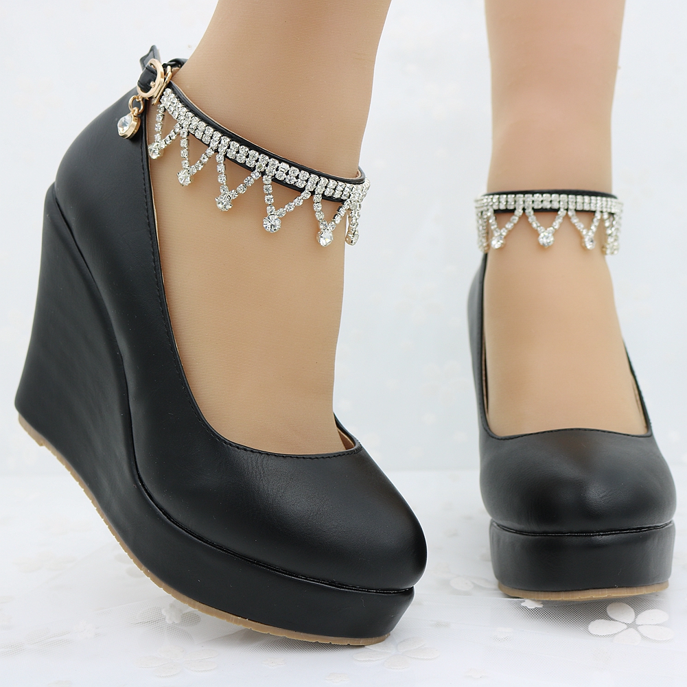Hot Sale-h Heel Ankle Strap Platform Wedge shoes Women Pump Wedge High Heels Platform Sapato Feminino Shoes dress shoes, Black
Hot Sale-h Heel Ankle Strap Platform Wedge shoes Women Pump Wedge High Heels Platform Sapato Feminino Shoes dress shoes, Black