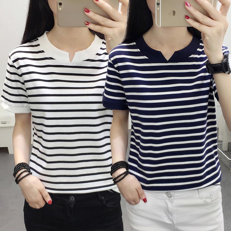 Oversized Summer Women's T-shirt 2020 Korean New stripe V Neck Tops Plus Size 4XL 5XL Casual Female Short sleeve Cotton Shirt, Black
Oversized Summer Women's T-shirt 2020 Korean New stripe V Neck Tops Plus Size 4XL 5XL Casual Female Short sleeve Cotton Shirt, Black