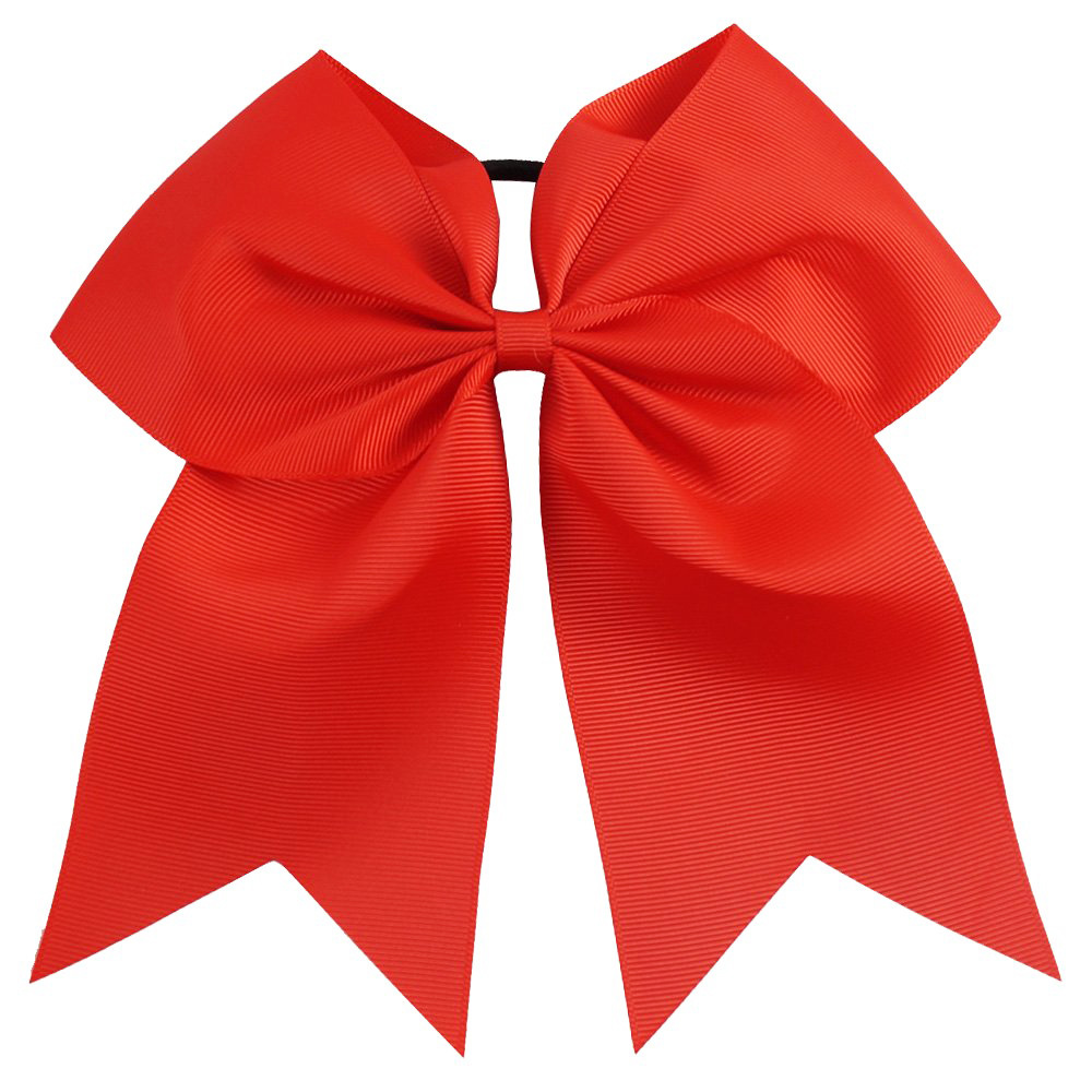 8 Inch Large Plain Solid Cheerleading Ribbon Bows Grosgrain Cheer Bows Tie With Elastic Band Girls Rubber Hair Band Hair Accessories M1116