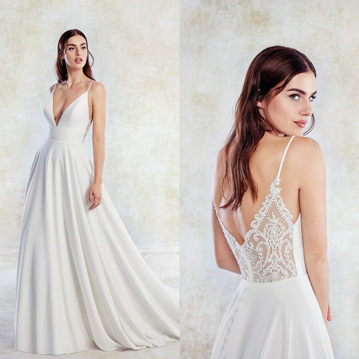 2019 Elegant Beach Wedding Dresses Spaghetti Straps Lace Applique Backless Bridal Gowns robe de mariée Custom Made Boho Wedding Dress Cheap