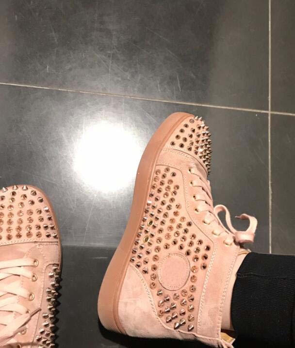 Top Quality Designer Sneakers Genuine Leather Suede Studded Spikes Shoes flat trainers Red Bottom shoes high top spiked men shoes
Top Quality Designer Sneakers Genuine Leather Suede Studded Spikes Shoes flat trainers Red Bottom shoes high top spiked men shoes